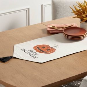 NEW Threshold 48"×14" Pumpkin Jack-o-Lantern “Happy Halloween” Table Runner